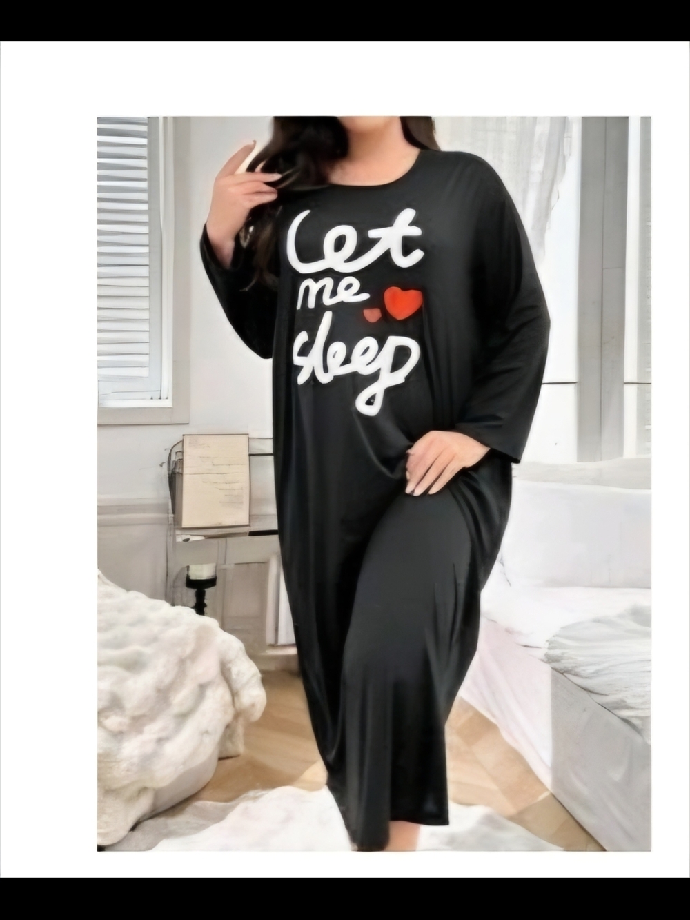SHEIN Let Me Sleep Black Women's Nightgown
